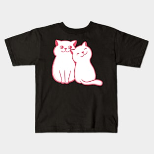 Cute Couples Cats Colorful Abstract Retro Design Kids T-Shirt